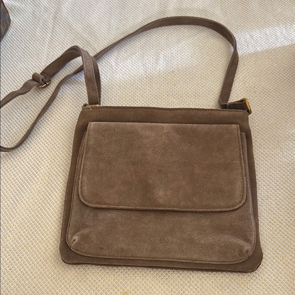 Tan faux Suede crossbody